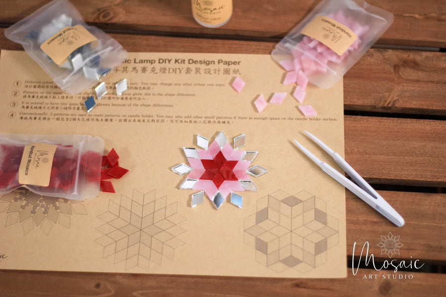 Mosaikklysestake DIY Hjemmesett "ROSE GARDEN"
